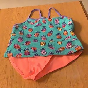 Speedo tankini top size 10 pineapples bottom hot orange Lg 10/12 wonder …